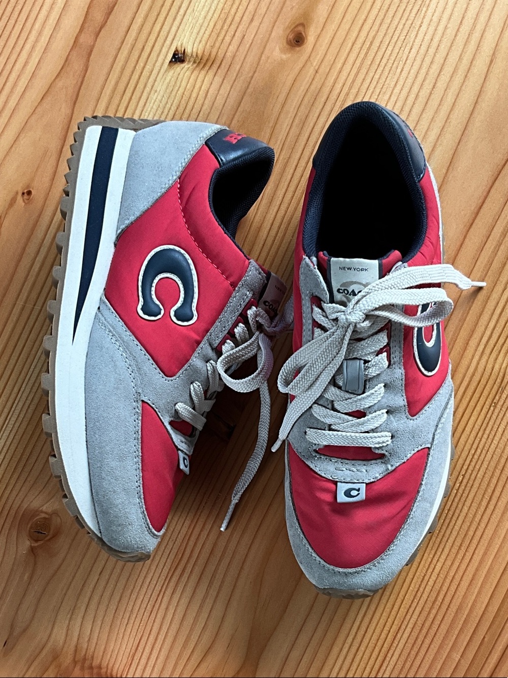 Coach Red & Gray Retro Runner Low-Top Sneakers